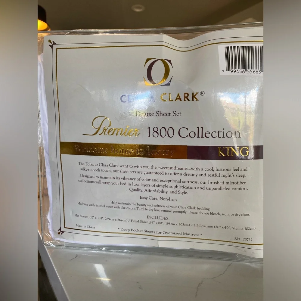 Clara Clark Premier 1800 Collection King Sheet Set - White NIB